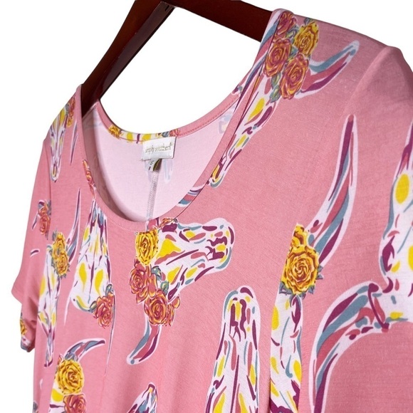 Simply SOUTHERN Floral Tassel Dress Size Small in Boho Bull Cow Pink Print - Picture 3 of 14